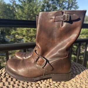 Frye Leather Brown Boots Buckle Mid Calf Pull On Right 6 Left 7 **2 Diff Sizes**